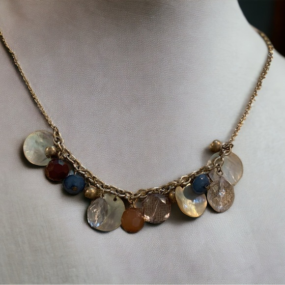 Multi media dangle necklace. Earth tones - Picture 1 of 4